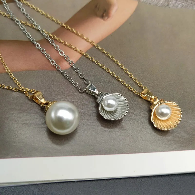 Trendy Fashion  Shell Imitation Pearl Pendant Necklace For Women Fashion Collar Neck Jewelry Wholesale Dropshipping
