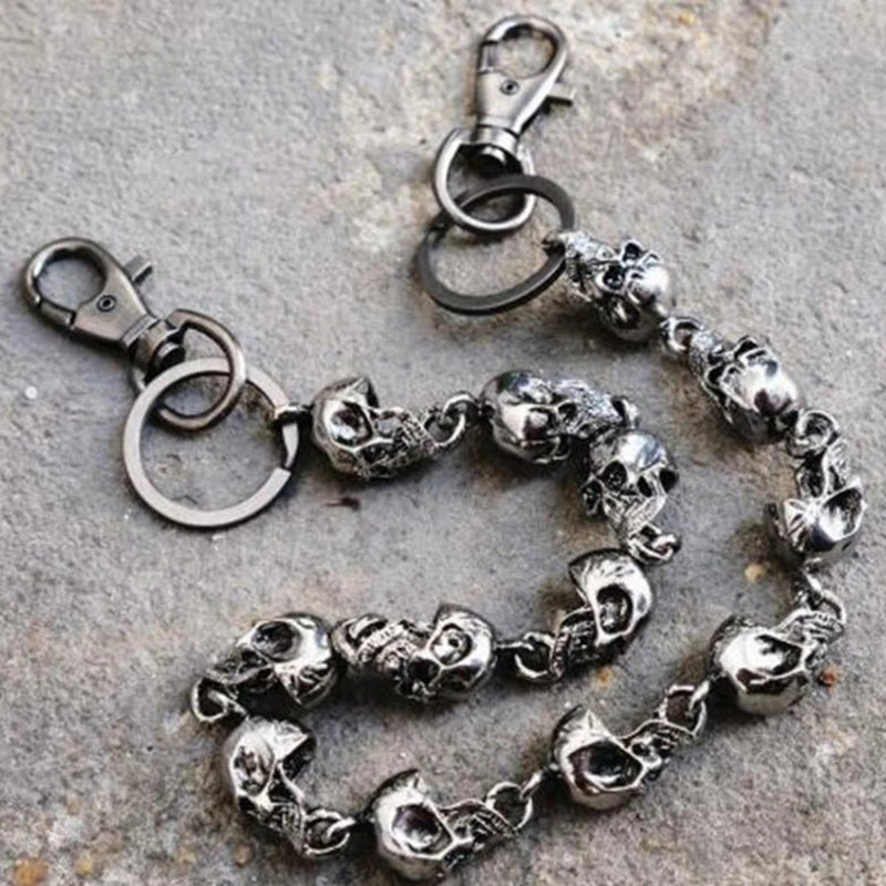 Slim Heavy Waist Chain Men Skull Keychain Wallet Chain Gothic Biker Fashion Accessories