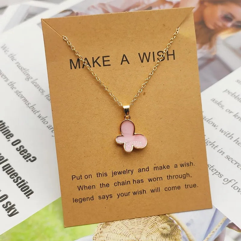 Neklace for Women Cute Lovely Butterfly Pendant Necklace Gift for Friend White Pink Black Korean Style Fashion Neck Jewelry