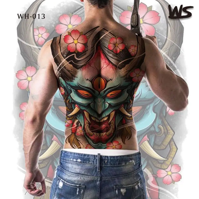 men's tattoo body art full back large temporary tattoos for men women fake tattoo lion king tiger dragon snake sexy tatoo big