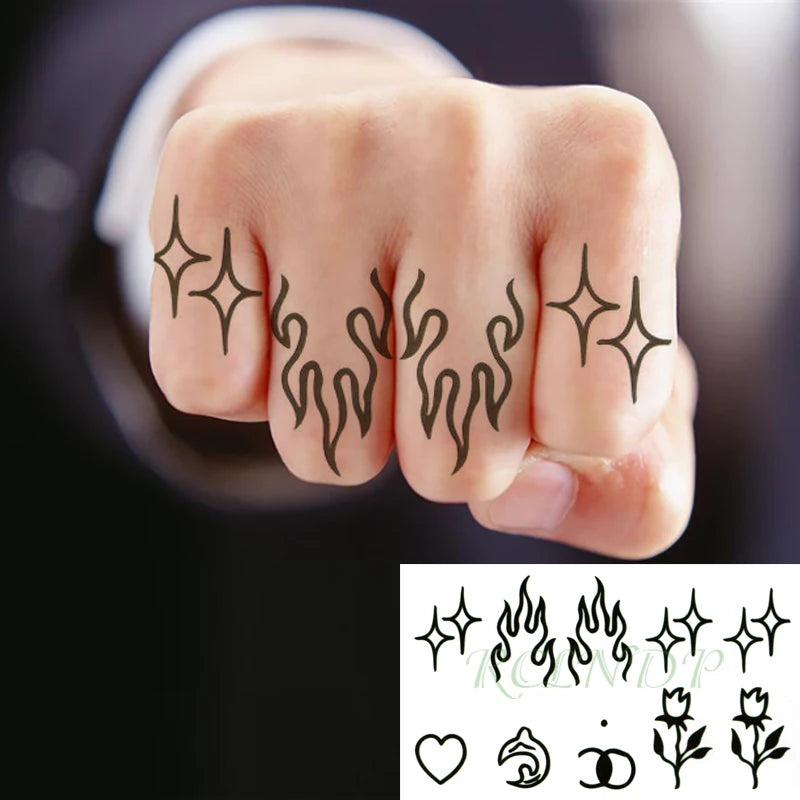 Waterproof Temporary Tattoo Sticker Neck Black Gothic Punk Devil Bull Cross English Letters Flash Tatoo Fake Tatto for Woman Men