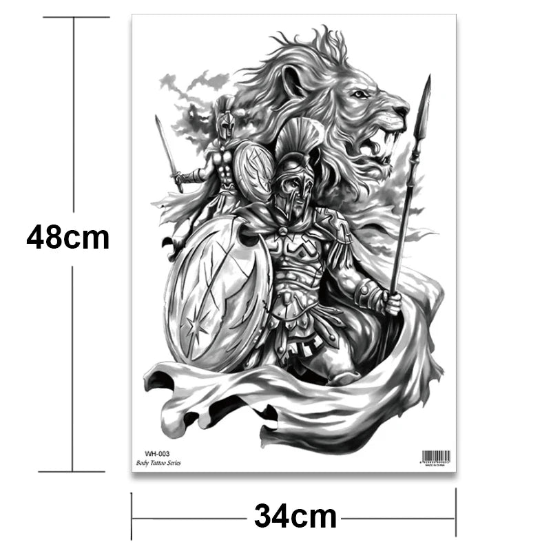 men's tattoo body art full back large temporary tattoos for men women fake tattoo lion king tiger dragon snake sexy tatoo big