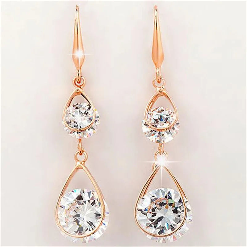 Classic Water Drop Earrings For Women Vintage Bohemian Teardrop Stones AAA+CZ Drop Earring Long Ethnic Jewelry