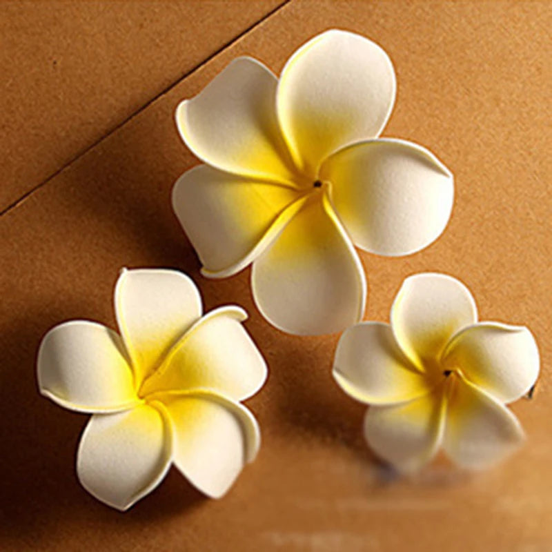 Sunny Bright Plumeria Seashore Flower Foam Hair Clips 3 Sizes Barrettes Hairwear Kids Women Hair Accessories