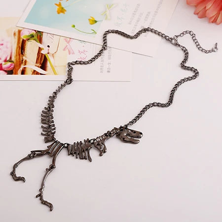 Sexy Long Necklaces Gothic Tyrannosaurus Rex Skeleton Dinosaur Pendant Charm Dragon Bone Jewelry Men Women Gifts