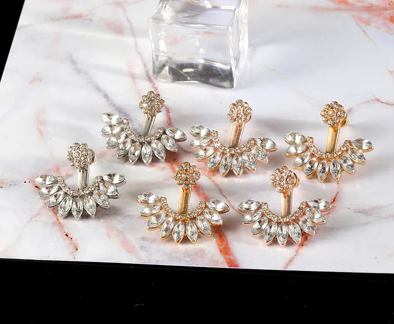crystal gold color ear fashion raw crystal Simulated-Pearl stud earrings for women jewelry gift party