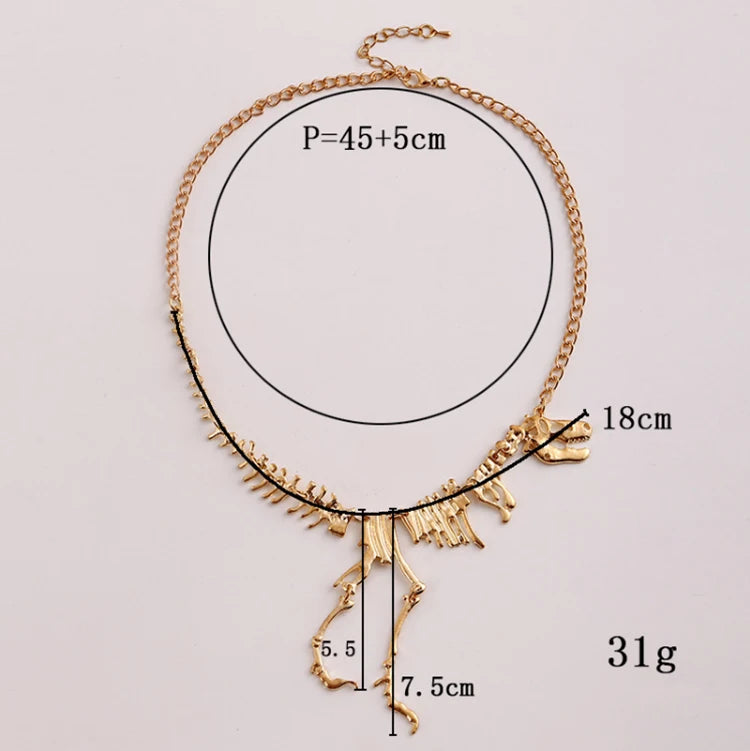 Sexy Long Necklaces Gothic Tyrannosaurus Rex Skeleton Dinosaur Pendant Charm Dragon Bone Jewelry Men Women Gifts