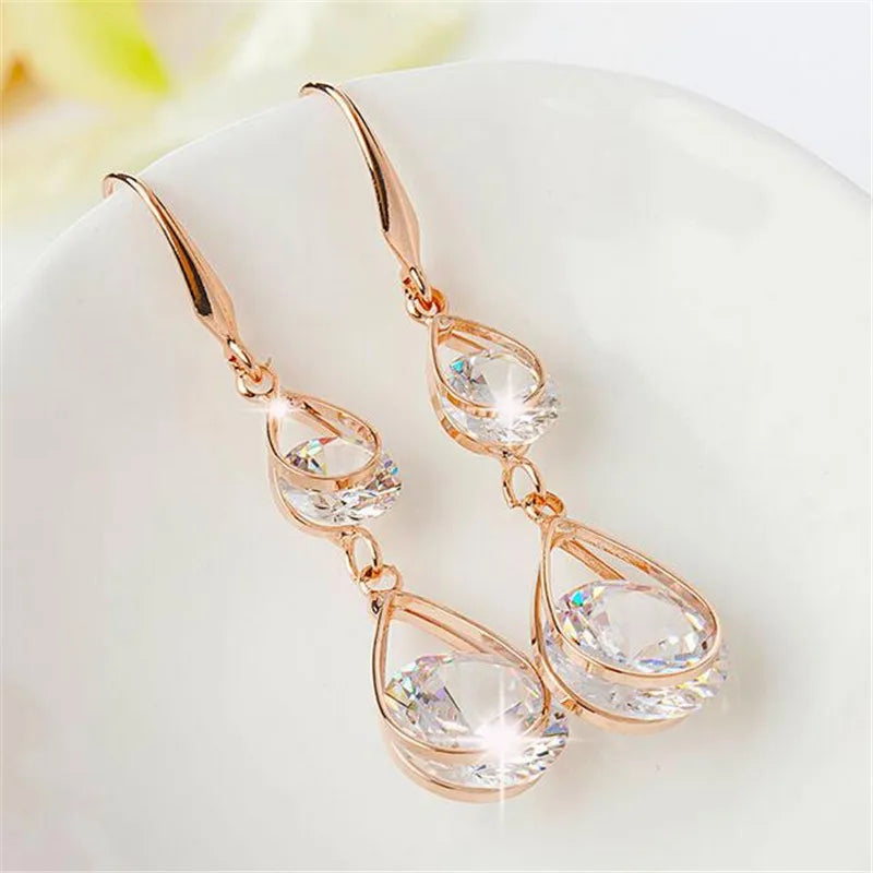 Classic Water Drop Earrings For Women Vintage Bohemian Teardrop Stones AAA+CZ Drop Earring Long Ethnic Jewelry