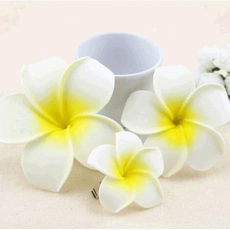 Sunny Bright Plumeria Seashore Flower Foam Hair Clips 3 Sizes Barrettes Hairwear Kids Women Hair Accessories