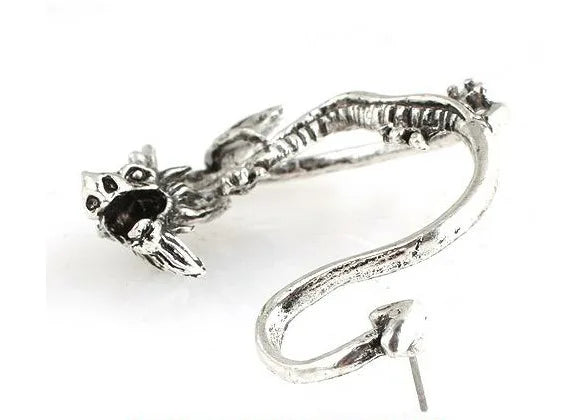Vintage Silver Plated Bronze Punk Metal Fly Dragon Bite Ear Cuff Clip Earrings for Women Fashion Jewelry Wrap Earrings