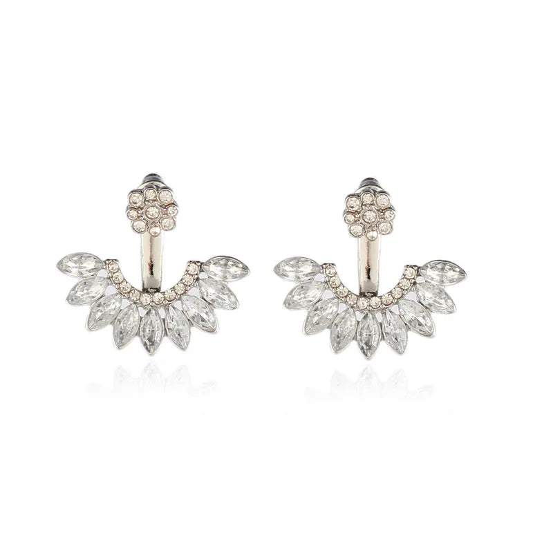 crystal gold color ear fashion raw crystal Simulated-Pearl stud earrings for women jewelry gift party
