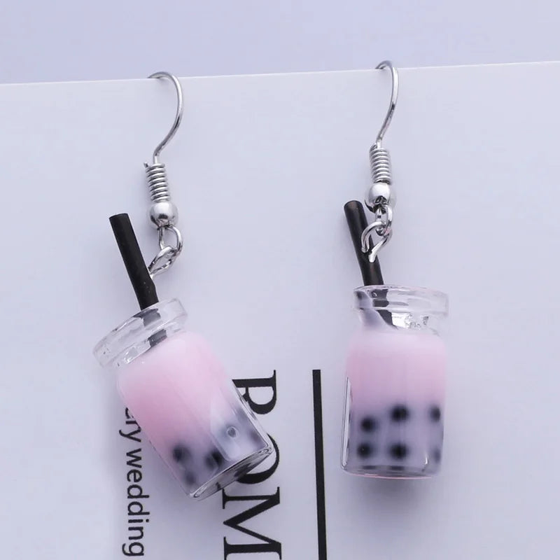 Cute Acrylic Pendants Hook Earrings Sequins Beer Bottle Women Dangle Earrings Korean Fashion Bear Small Earrings pendientes