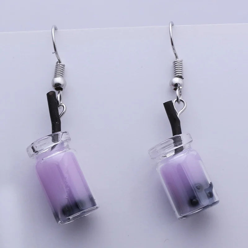 Cute Acrylic Pendants Hook Earrings Sequins Beer Bottle Women Dangle Earrings Korean Fashion Bear Small Earrings pendientes