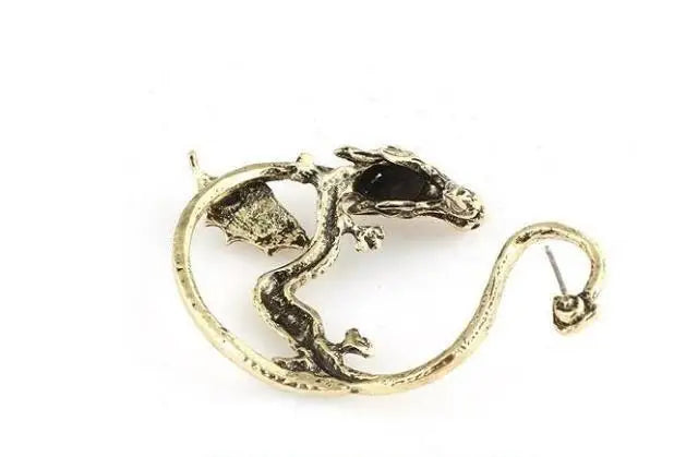 Vintage Silver Plated Bronze Punk Metal Fly Dragon Bite Ear Cuff Clip Earrings for Women Fashion Jewelry Wrap Earrings