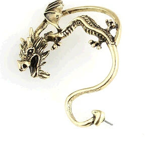 Vintage Silver Plated Bronze Punk Metal Fly Dragon Bite Ear Cuff Clip Earrings for Women Fashion Jewelry Wrap Earrings