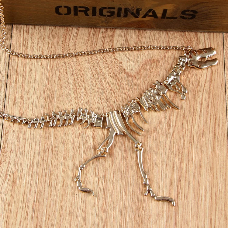 Sexy Long Necklaces Gothic Tyrannosaurus Rex Skeleton Dinosaur Pendant Charm Dragon Bone Jewelry Men Women Gifts