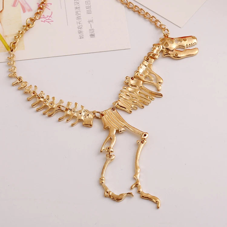 Sexy Long Necklaces Gothic Tyrannosaurus Rex Skeleton Dinosaur Pendant Charm Dragon Bone Jewelry Men Women Gifts