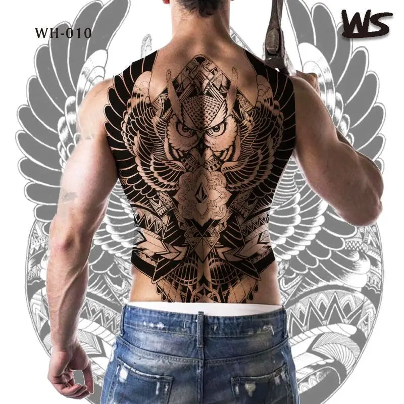 men's tattoo body art full back large temporary tattoos for men women fake tattoo lion king tiger dragon snake sexy tatoo big
