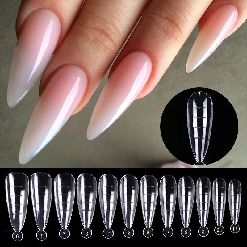 False Nail Tips Extension System Full Cover Sculpted Coffin False Fake Nail Tips DIY Practice Manicure Tools Quick Building Mold