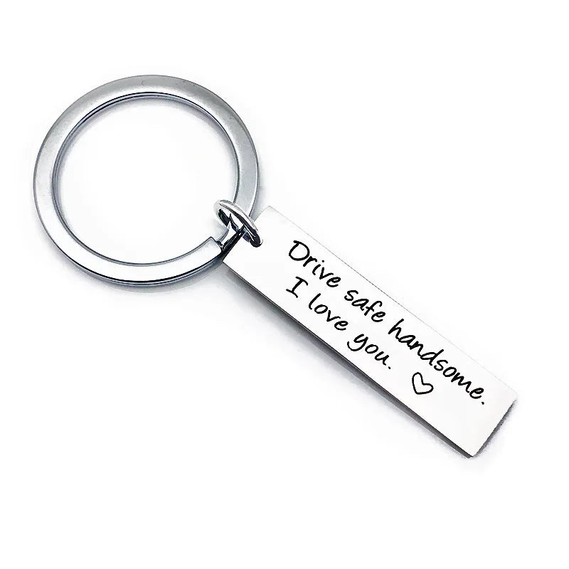 Stainless Steel Drive Safe Hand I Love You Car Motorcycle Wing Metal Fashion Popular Keychain Family Key Ring Popular Small Gift