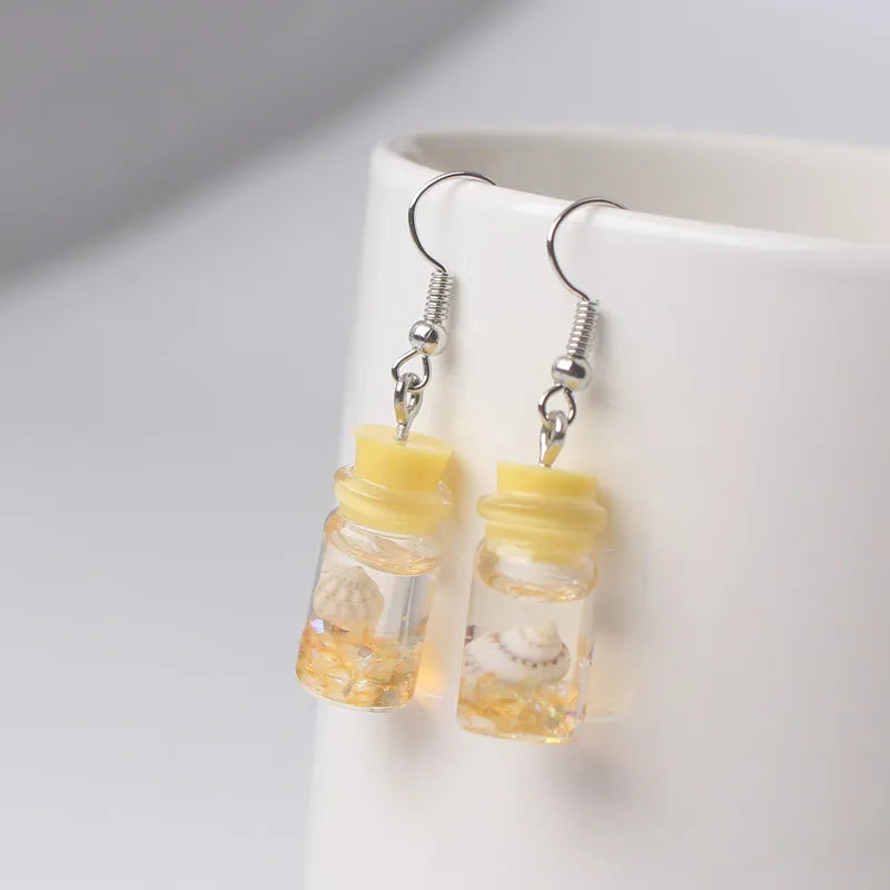 Cute Acrylic Pendants Hook Earrings Sequins Beer Bottle Women Dangle Earrings Korean Fashion Bear Small Earrings pendientes