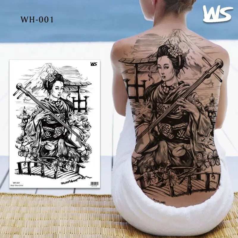 men's tattoo body art full back large temporary tattoos for men women fake tattoo lion king tiger dragon snake sexy tatoo big
