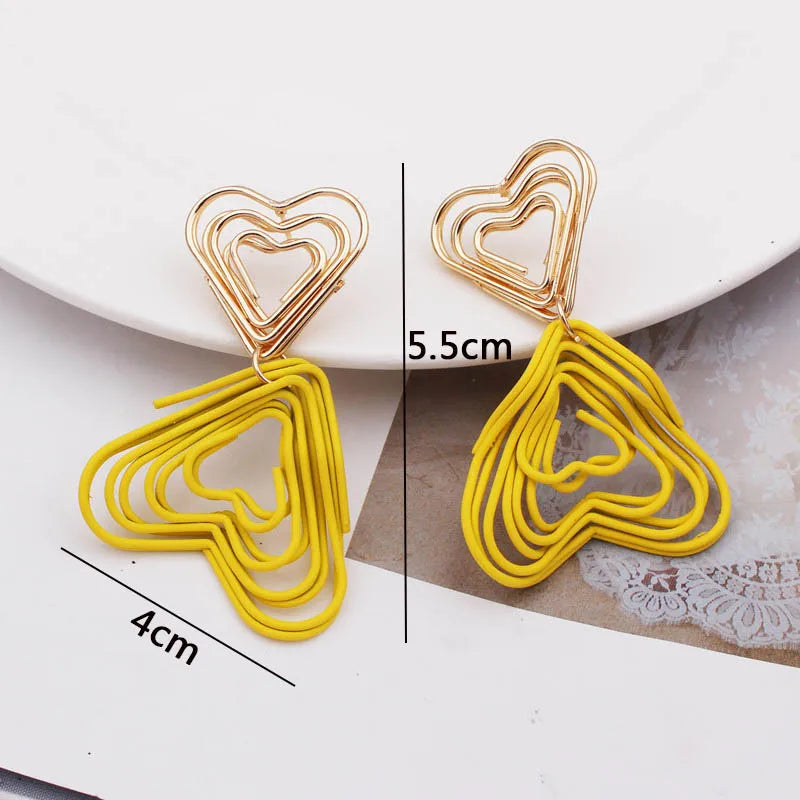 New Women Dangle Earrings Yellow Metal Pendants Geometric Imitation Pearl Drop Earrings Korean Fashion Ear Jewelry pendientes