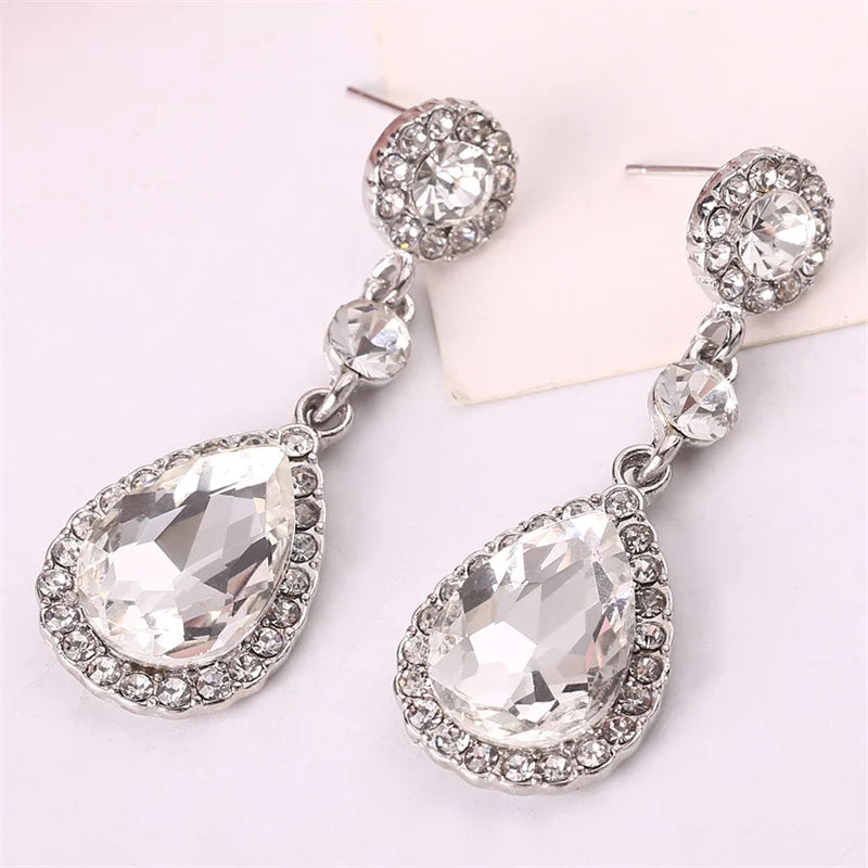 New Crystal Long Hanging Earrings for Women Water Drop Personality Luxury Drop Earrings Wedding Ear Jewelry bijoux femme luxe