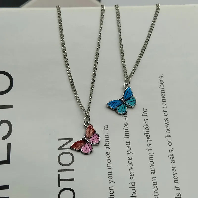 Korean Fashion Cute Butterfly Pendant Necklace for Women Golden Color Statement Necklace Jewelry Gifts Wholesale Dropshipping