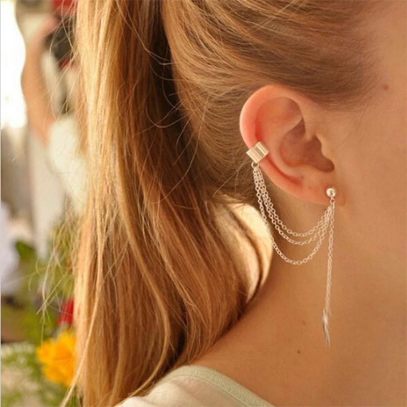 10 Pcs Leaves Clip Earrings for Women Rose Gold Color Creative Simple C Ear Cuff Non-Piercing Ear Clips Set Trend Jewelry Gift