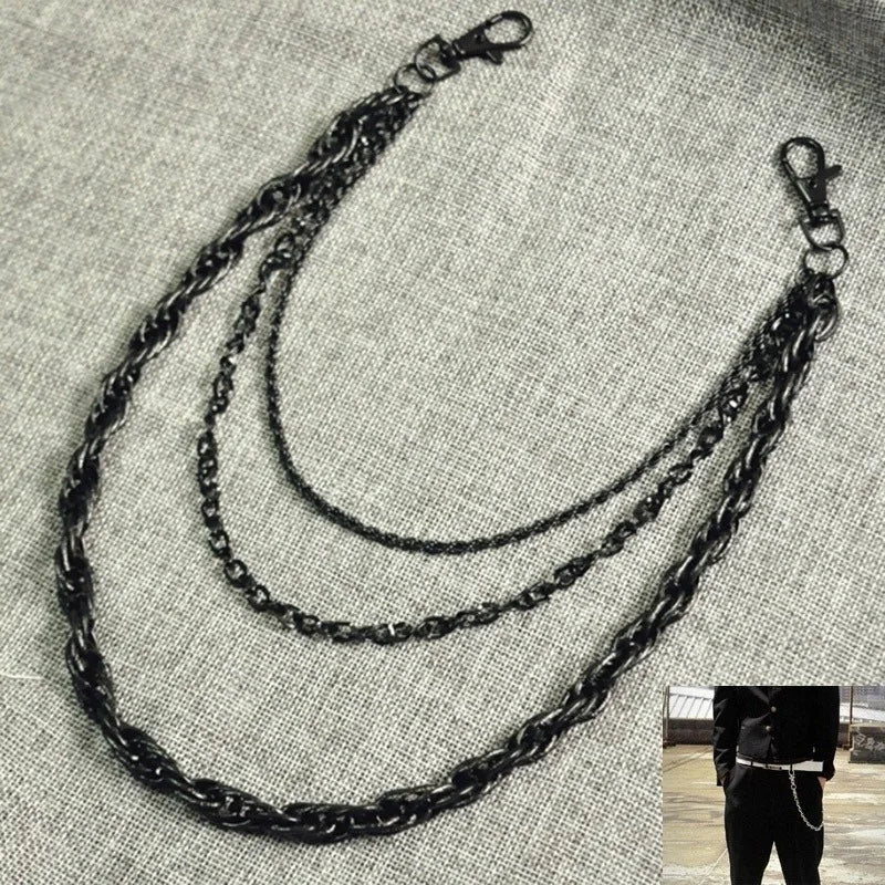 Slim Heavy Waist Chain Men Skull Keychain Wallet Chain Gothic Biker Fashion Accessories
