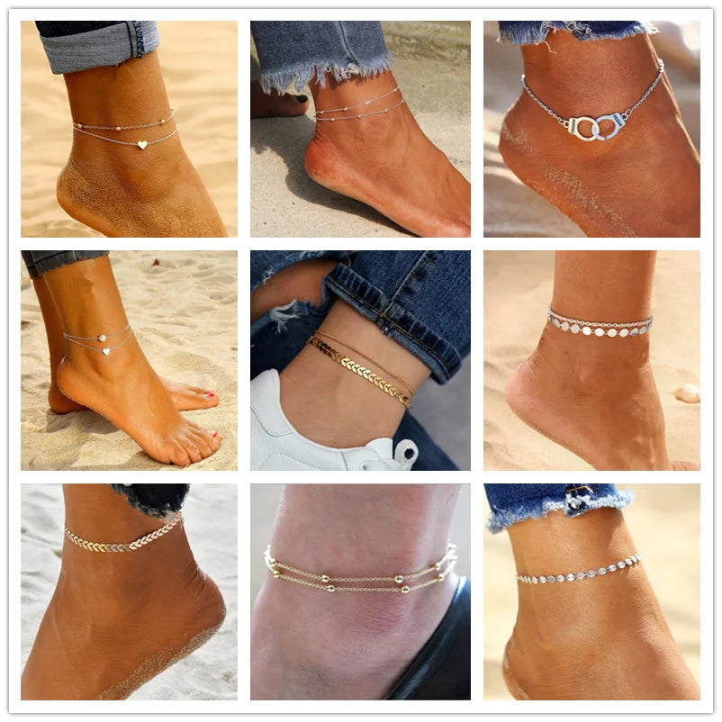 Vintage Beach Foot Anklet For Women Bohemian Female Anklets Summer Bracelet On the leg Jewelry
