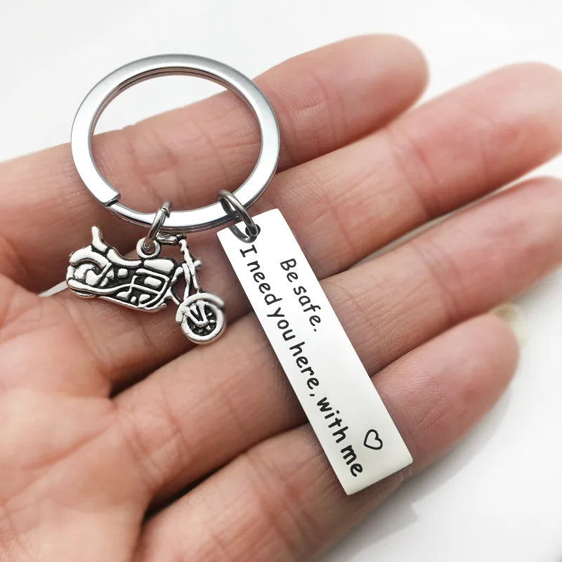 Stainless Steel Drive Safe Hand I Love You Car Motorcycle Wing Metal Fashion Popular Keychain Family Key Ring Popular Small Gift
