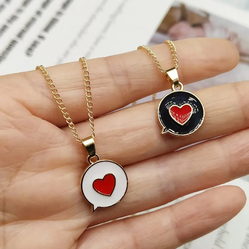 Romantic Sweet Cute Colorful Heart Shape Pendant Link Chain Necklaces for Women Girls Wedding Engagement Accessories Jewelry