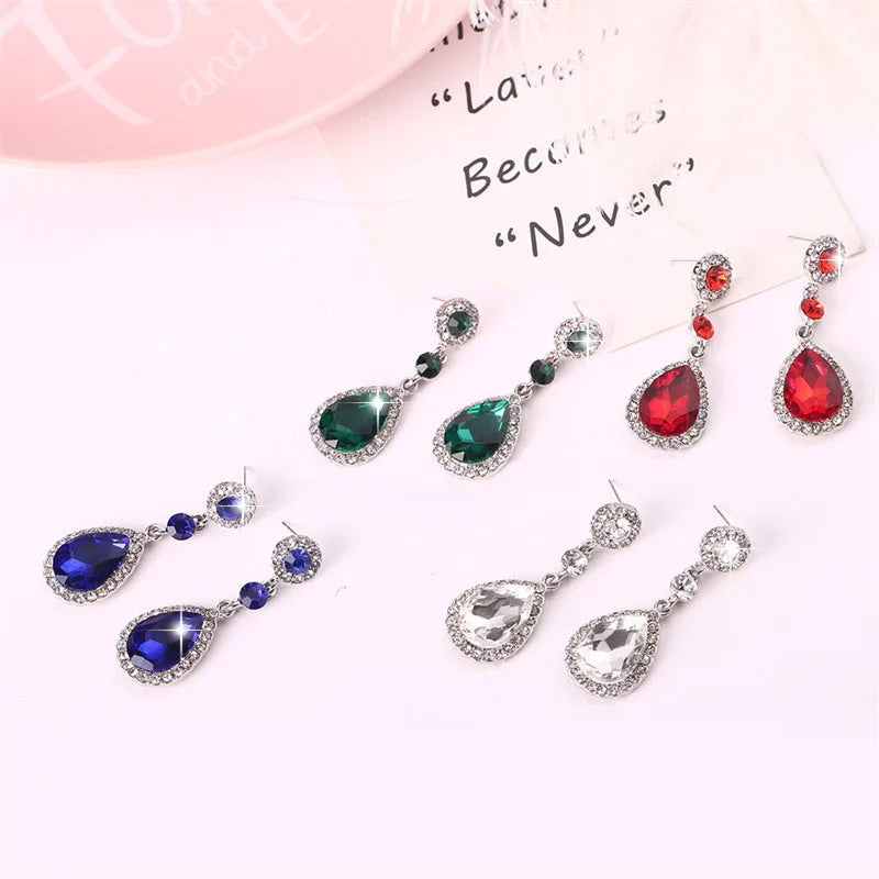 New Crystal Long Hanging Earrings for Women Water Drop Personality Luxury Drop Earrings Wedding Ear Jewelry bijoux femme luxe