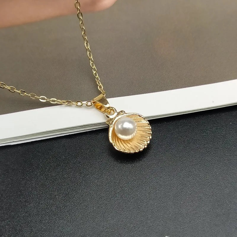 Trendy Fashion  Shell Imitation Pearl Pendant Necklace For Women Fashion Collar Neck Jewelry Wholesale Dropshipping