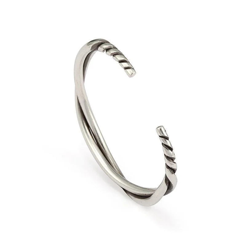 Simple Silver Color Twist Metal Cuff Bracelet Charm Men\\'s Fashion Casual Party Jewelry Biker Accessories Wholesale