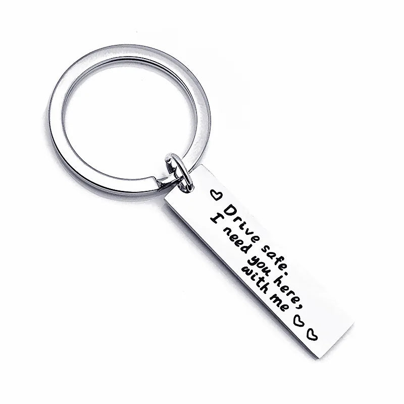 Stainless Steel Drive Safe Hand I Love You Car Motorcycle Wing Metal Fashion Popular Keychain Family Key Ring Popular Small Gift