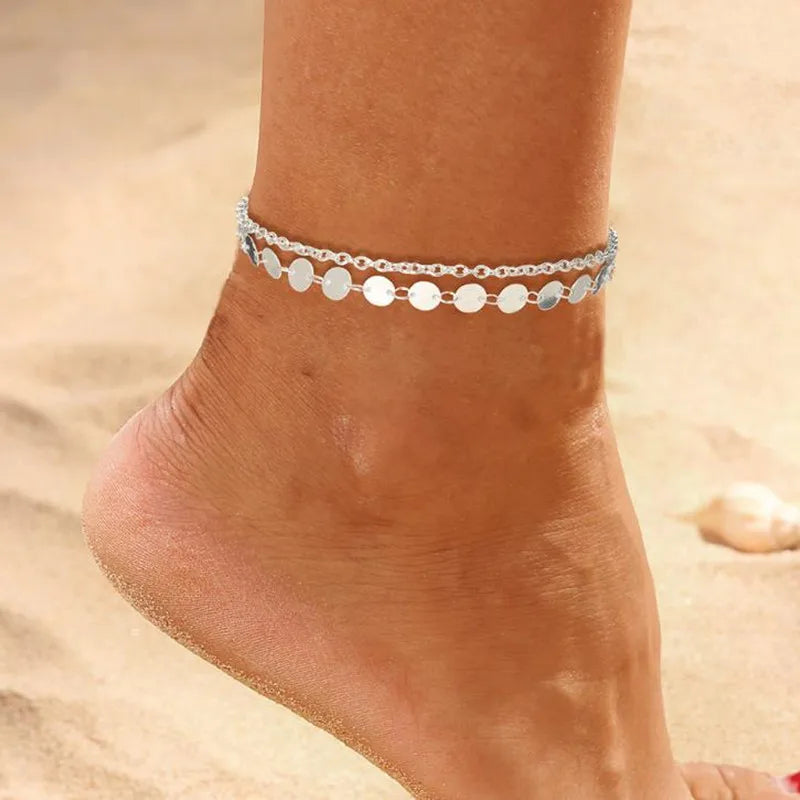 Vintage Beach Foot Anklet For Women Bohemian Female Anklets Summer Bracelet On the leg Jewelry