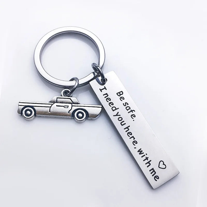 Stainless Steel Drive Safe Hand I Love You Car Motorcycle Wing Metal Fashion Popular Keychain Family Key Ring Popular Small Gift