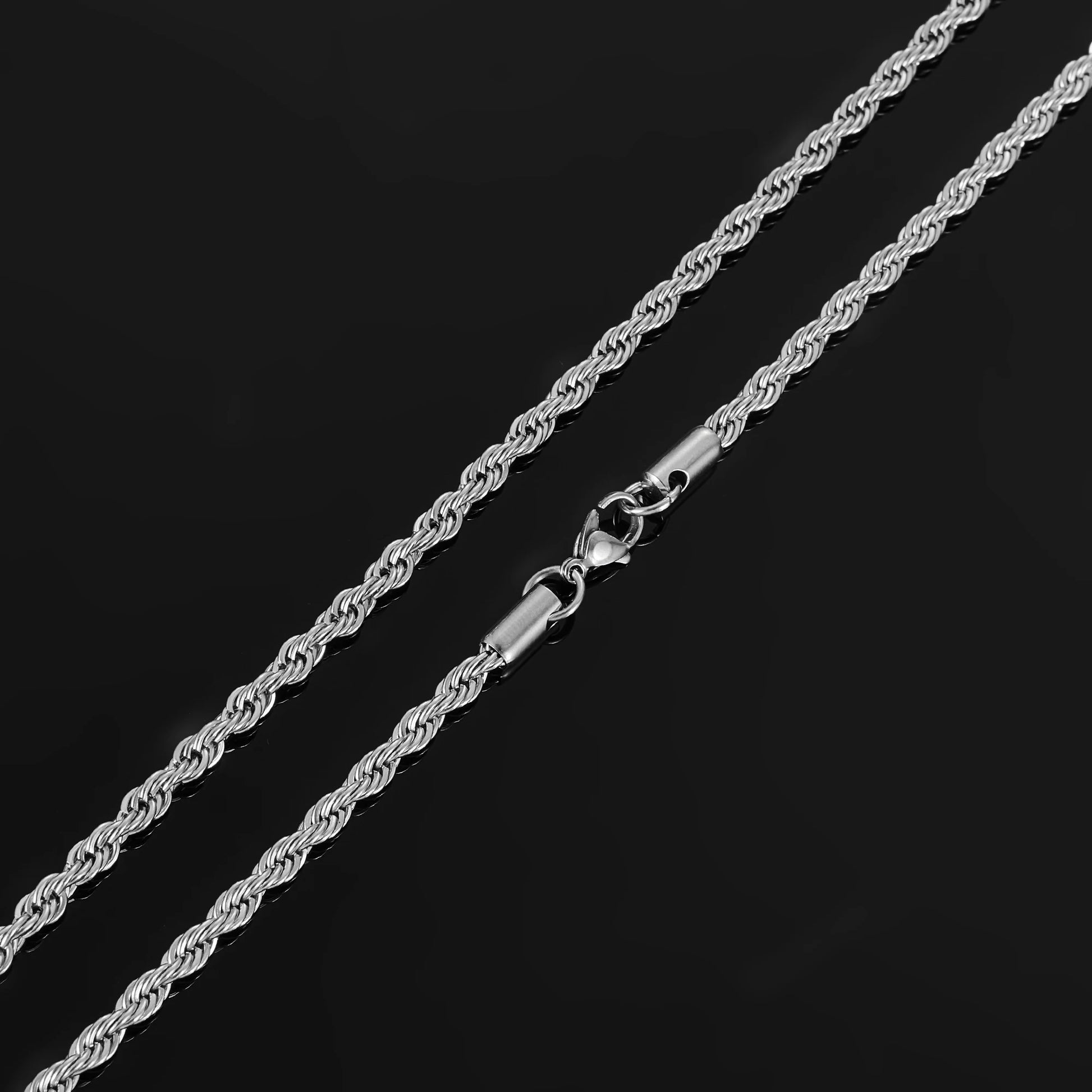 Men's Stainless Steel Punk Twist Rope Chain Necklace for Women Silver Color Neck Choker Waterproof Fashion Jewelry Accessories
