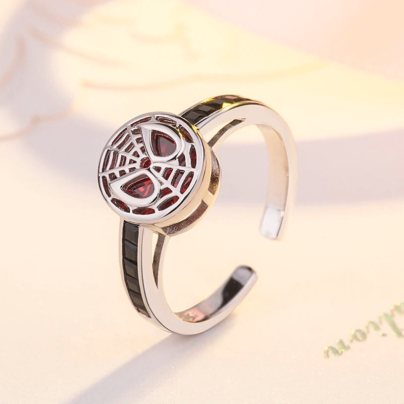 Exquisite Red Spider Mask Zircon Ring Suitable for Men and Women Halloween Fashion Casual Party Jewelry Accessories Gifts