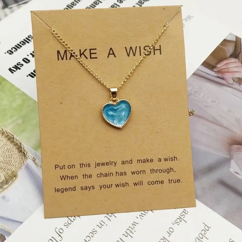Romantic Sweet  Simple Heart Shape Pendant Link Chain Necklaces for Women Girls Wedding Engagement Accessories Jewelry Wholesale