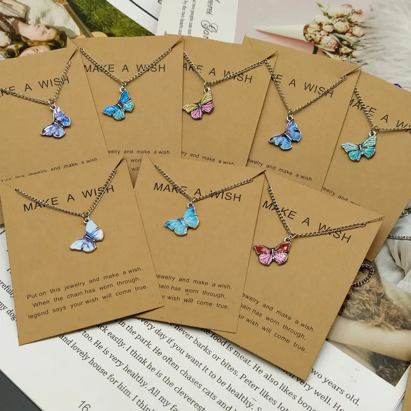 Korean Fashion Cute Butterfly Pendant Necklace for Women Golden Color Statement Necklace Jewelry Gifts Wholesale Dropshipping