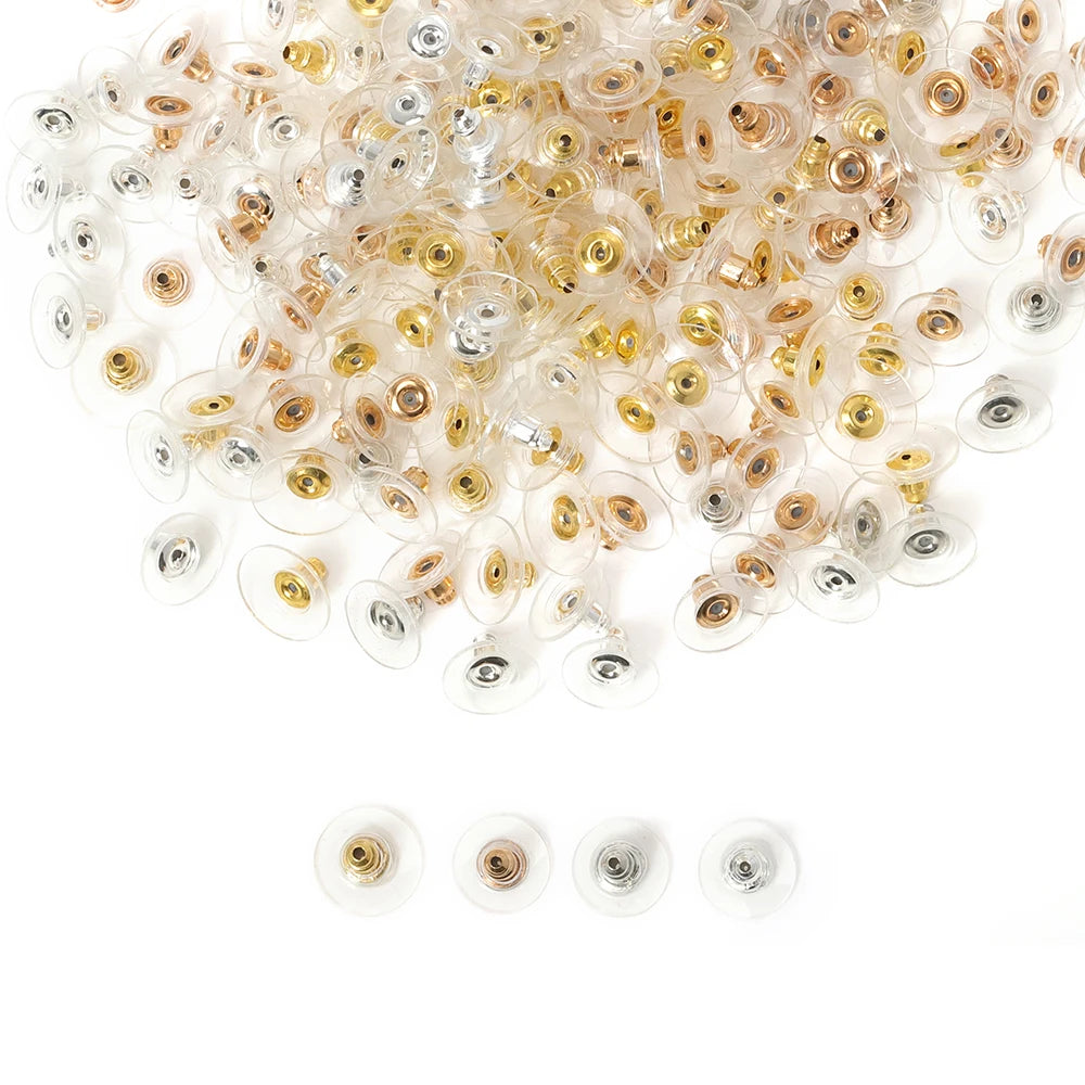 100pcs/lot Silicone Rubber Earring Backs Stopper Earnuts Stud Earring Back For DIY Jewelry Making Findings Accessories Supplies