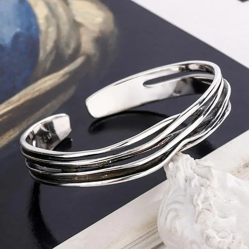 Silver-Plated Retro Six-Character Mantra Bracelet Men\\'s Heart Sutra Cuff Bangles Buddhist Religion Lucky Amulet Jewelry