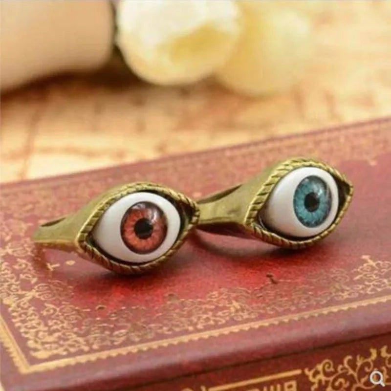 Classic Vintage Turkey Evil Eye Finger Ring Eyeball Punk Goth Jewellery Halloween Gift Fashion Ring for Men Women Wholesale