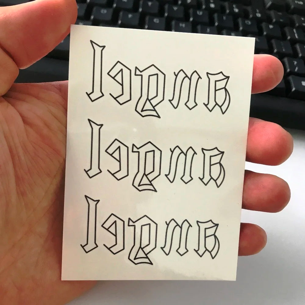 Waterproof Temporary Tattoo Sticker Neck Black Gothic Punk Devil Bull Cross English Letters Flash Tatoo Fake Tatto for Woman Men