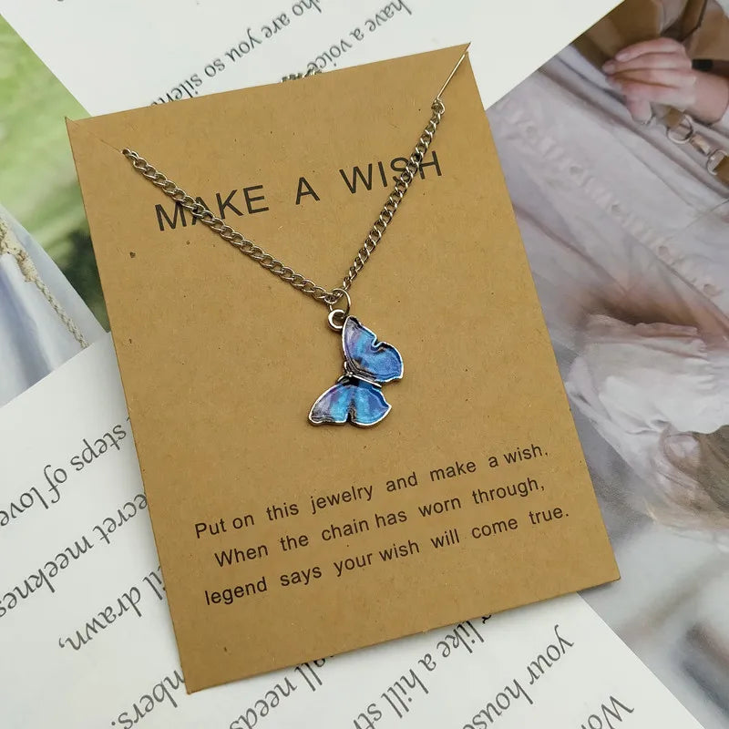 Korean Fashion Cute Butterfly Pendant Necklace for Women Golden Color Statement Necklace Jewelry Gifts Wholesale Dropshipping