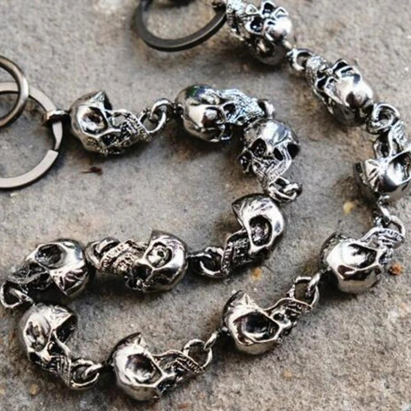 Slim Heavy Waist Chain Men Skull Keychain Wallet Chain Gothic Biker Fashion Accessories